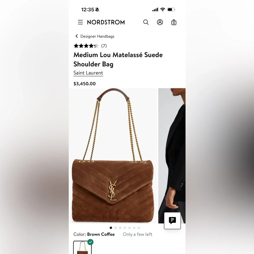 Brown Tan Quilted Shoulder Bag with Gold Chain - Picture 3 of 14